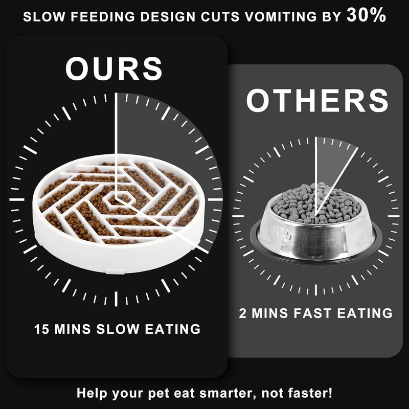 tobyto Slow Feeder Dog Bowls Large Medium Breed,Anti-Choking Slow Eating Dog Food Bowl,Non Slip Pet Slower Food Feeding Bowls Large Puzzle Slow Feeder Bloat Stop Maze Dog Dishes,White - Image 4